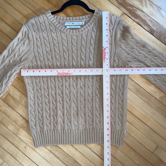 Tommy Hilfiger Cable Knit Sweater Cotton Preppy Acedemia Fisherman Camel Tan - Picture 7 of 8